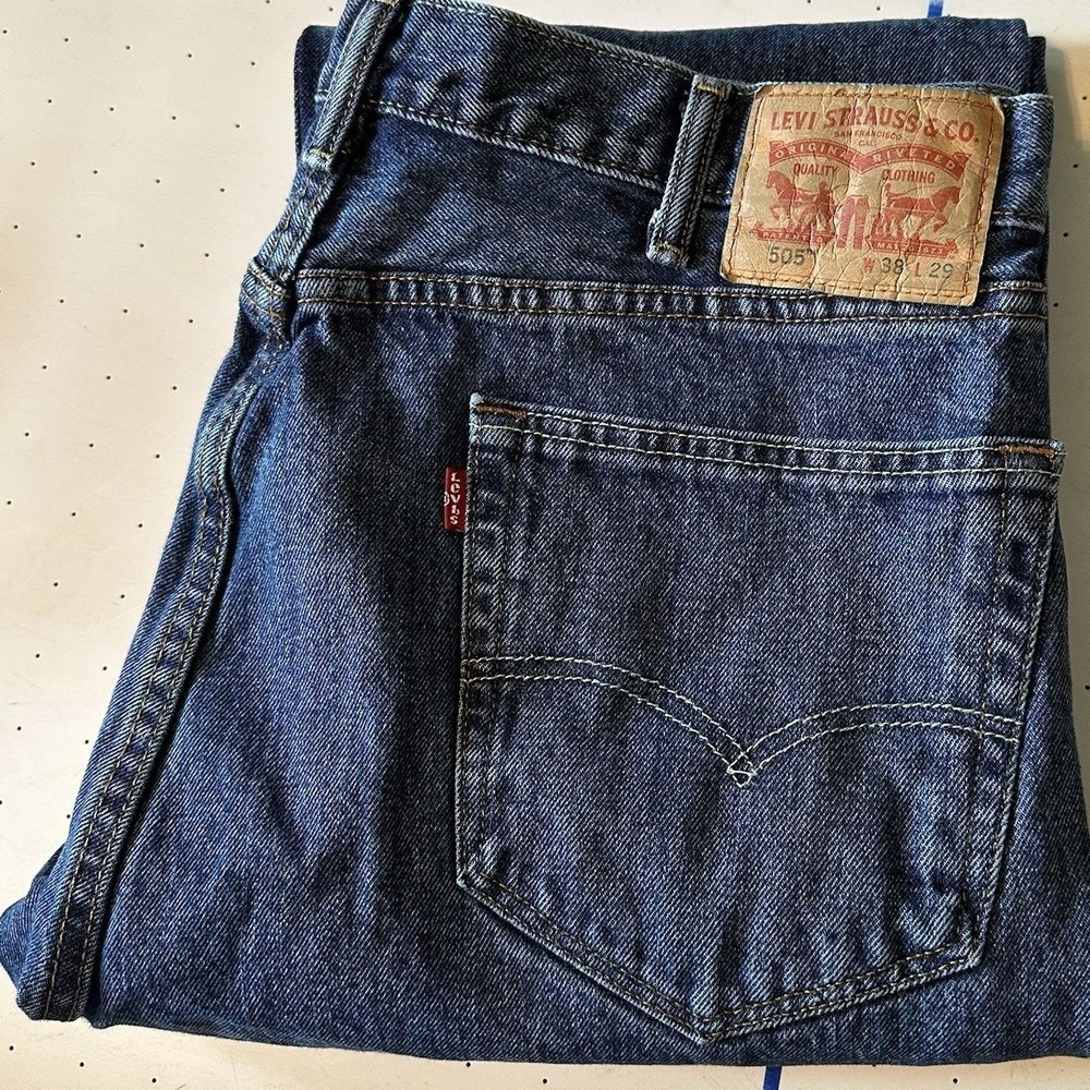Levi's 505 Regular Fit Jeans Mens 38x29 Blue Denim Straight Leg Cotton USA